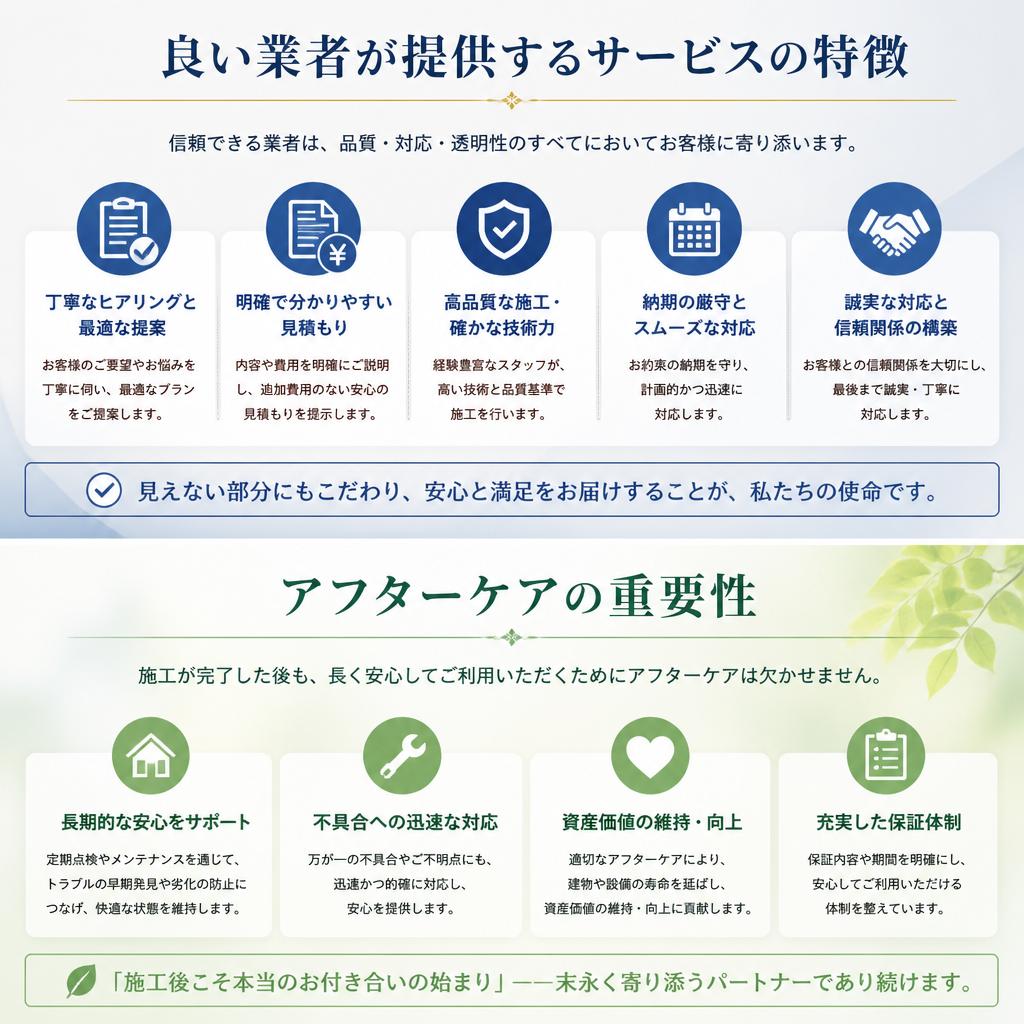 誠実な業者に共通するサービス